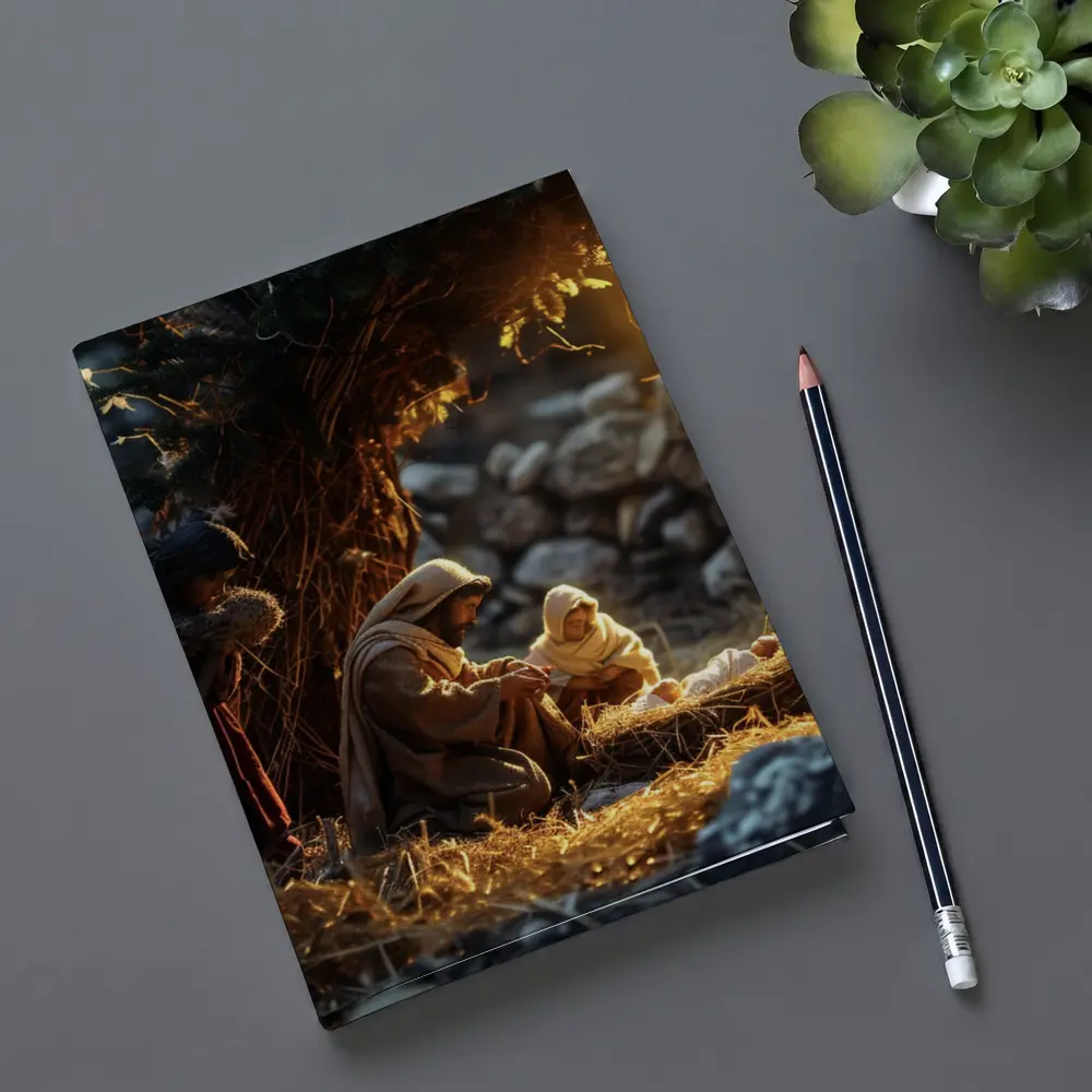 Nativity Scene Birth of Jesus Warm Light – Notebooks