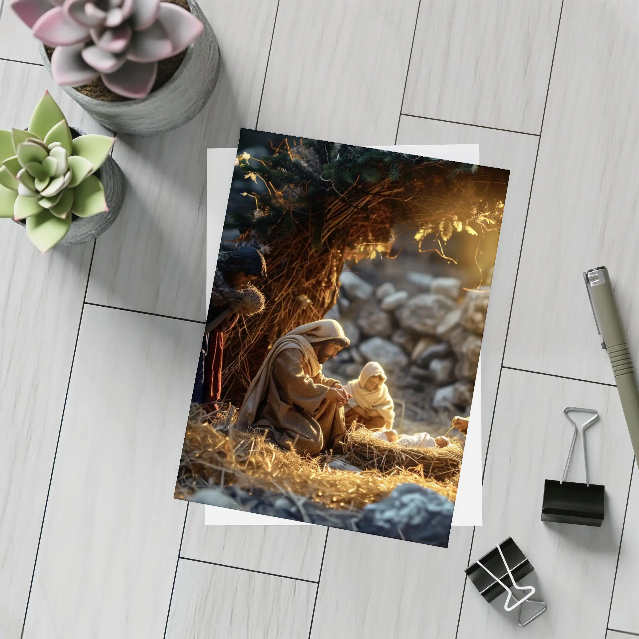Nativity Scene Birth of Jesus Warm Light – Postcards