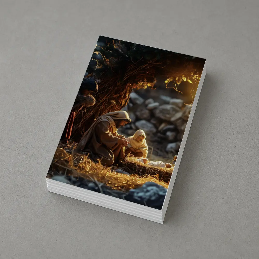 Nativity Scene Birth of Jesus Warm Light – Postcards