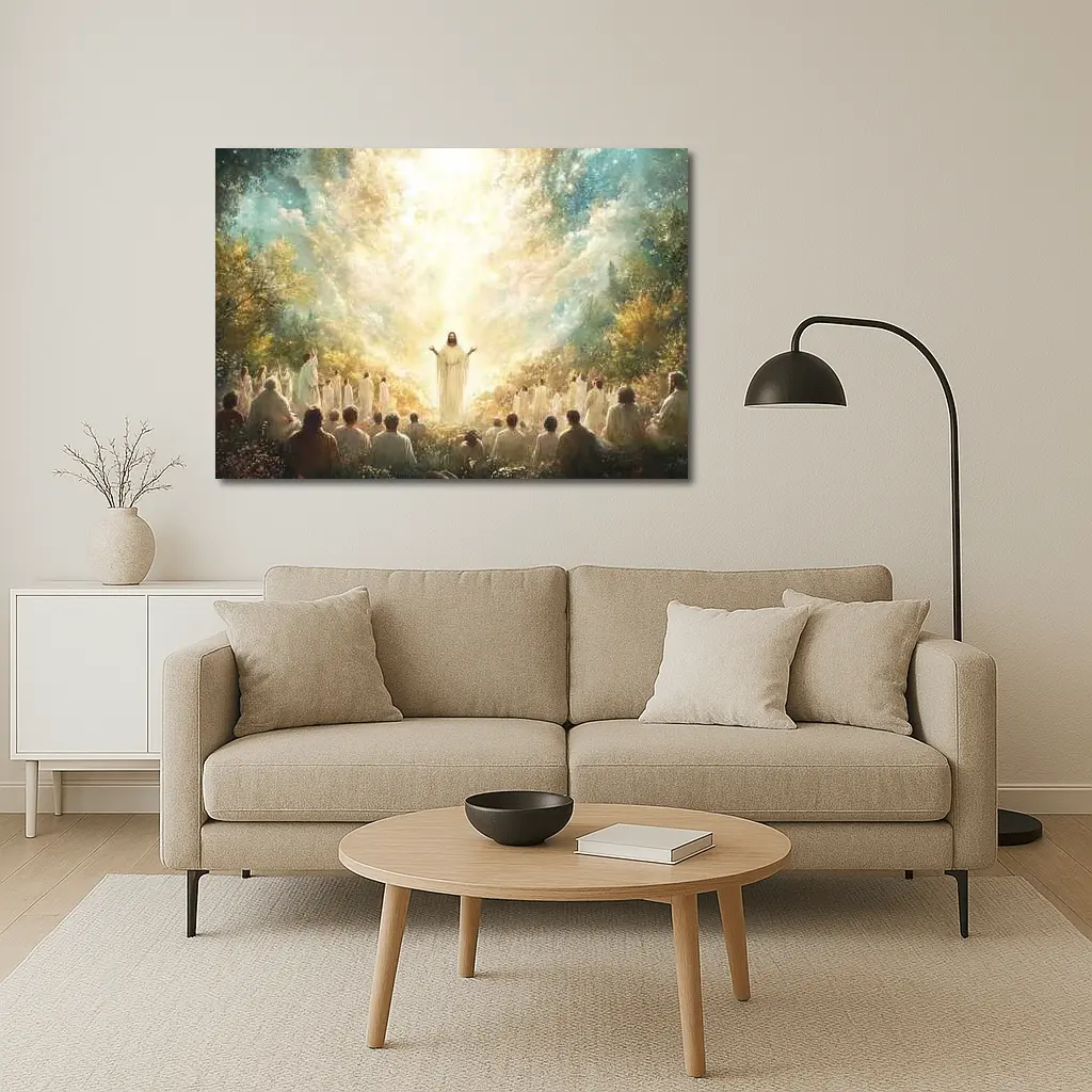 Jesus Christ Glowing Light Heavenly Garden Scene – Wall Art