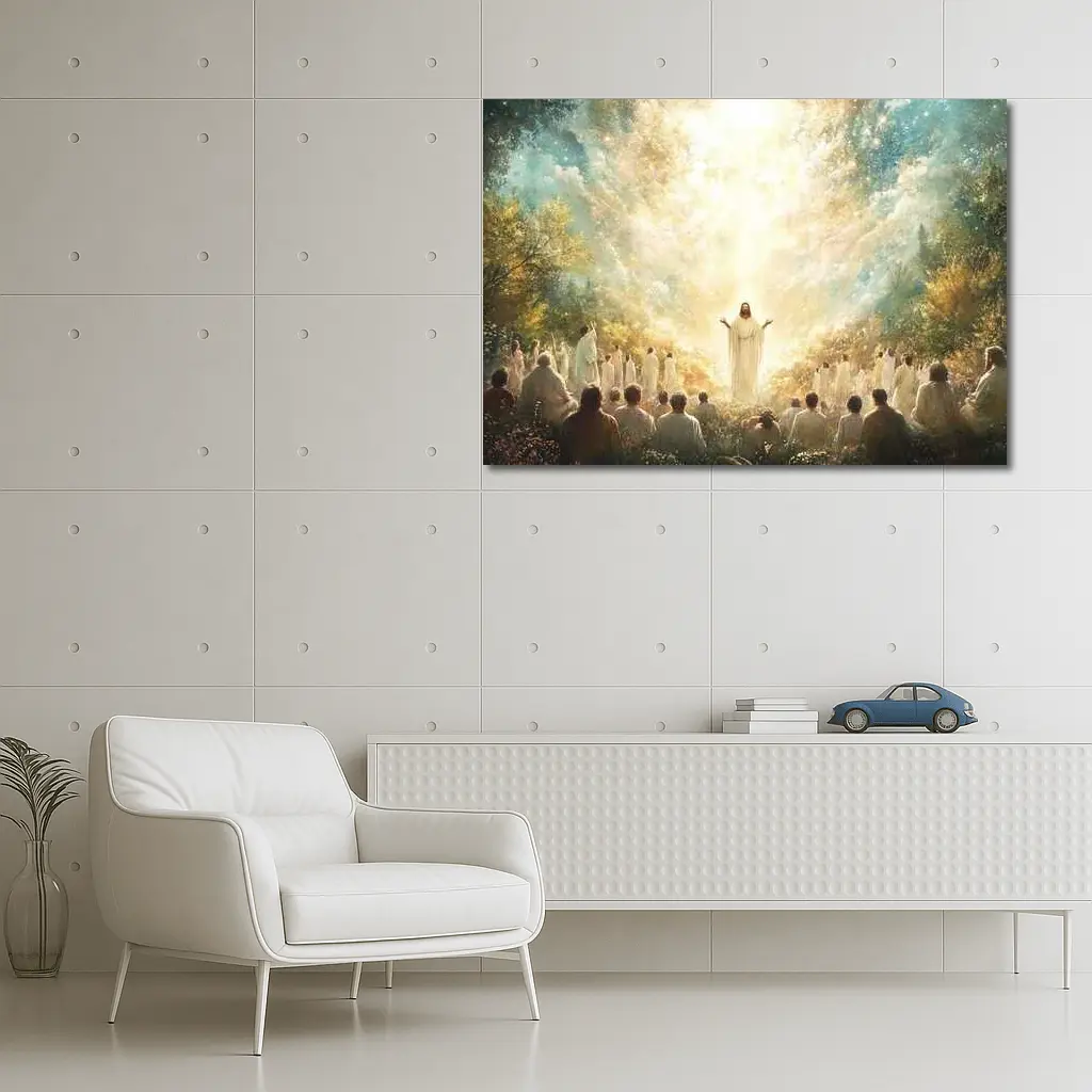 Jesus Christ Glowing Light Heavenly Garden Scene – Wall Art