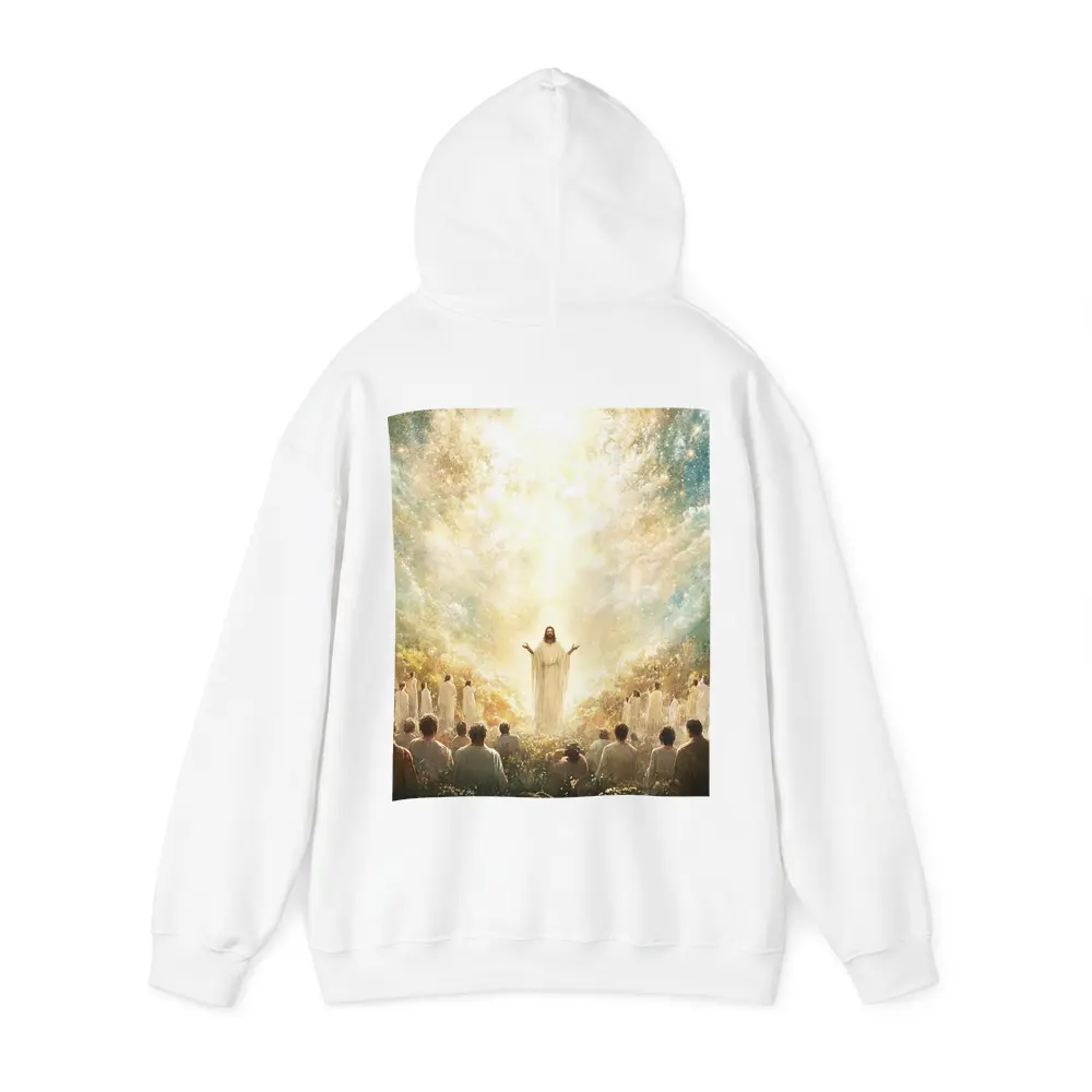 Jesus Christ Glowing Light Heavenly Garden Scene – Hoodies