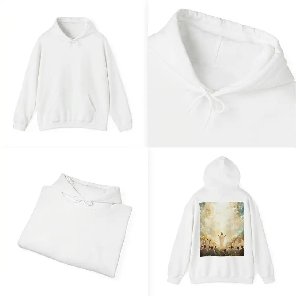 Jesus Christ Glowing Light Heavenly Garden Scene – Hoodies