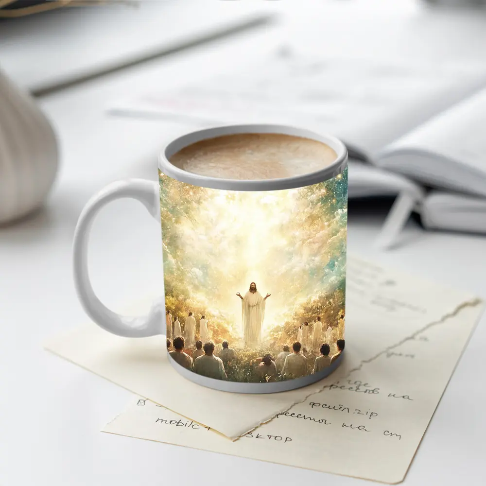 Jesus Christ Glowing Light Heavenly Garden Scene – Mugs