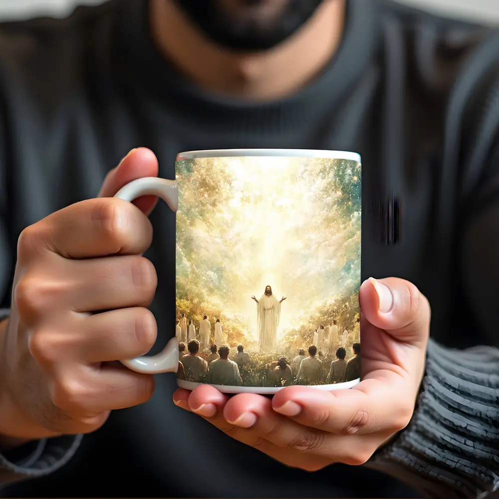Jesus Christ Glowing Light Heavenly Garden Scene – Mugs