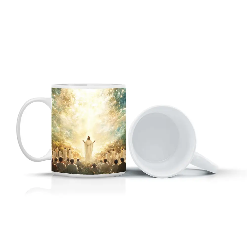 Jesus Christ Glowing Light Heavenly Garden Scene – Mugs