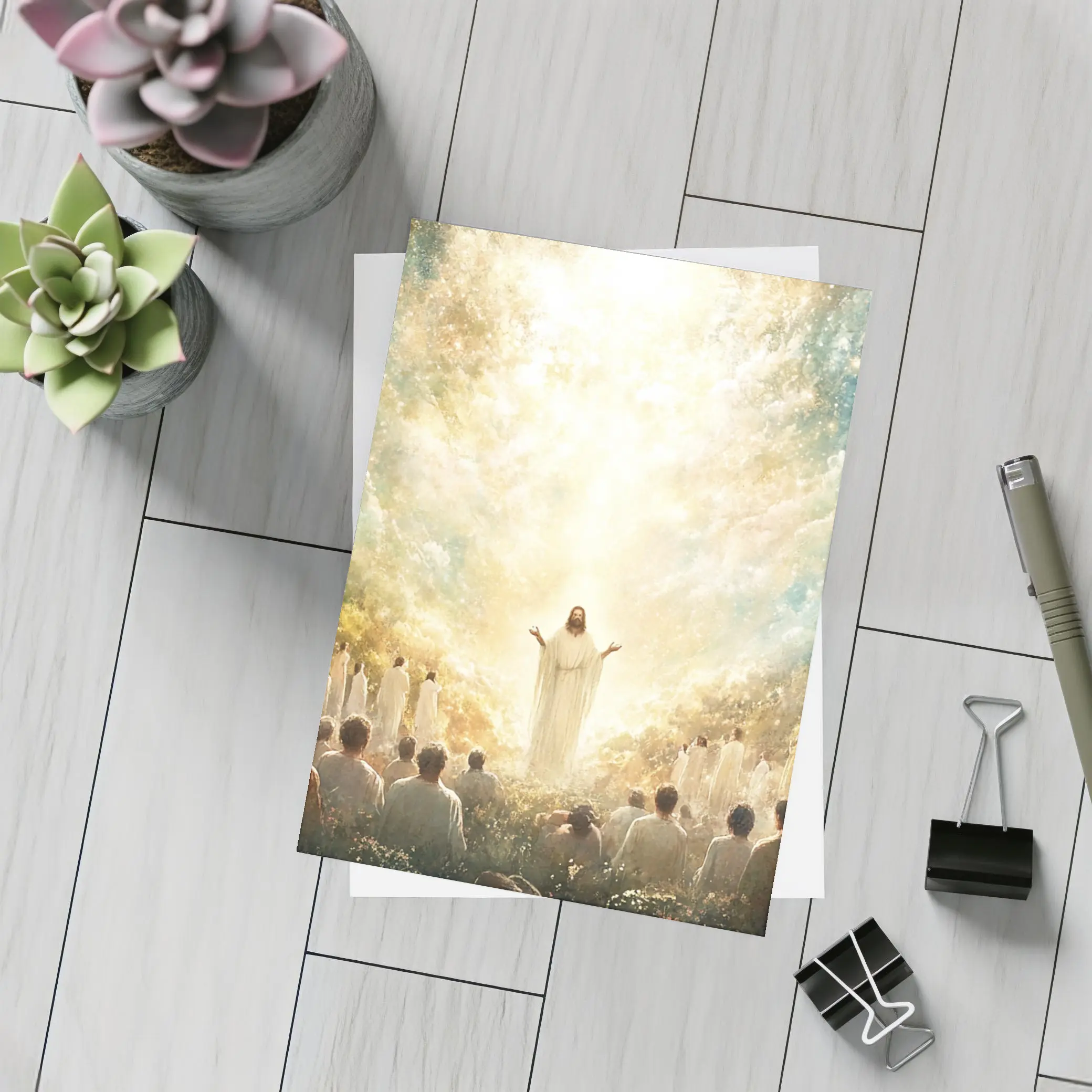 Jesus Christ Glowing Light Heavenly Garden Scene – Postcards