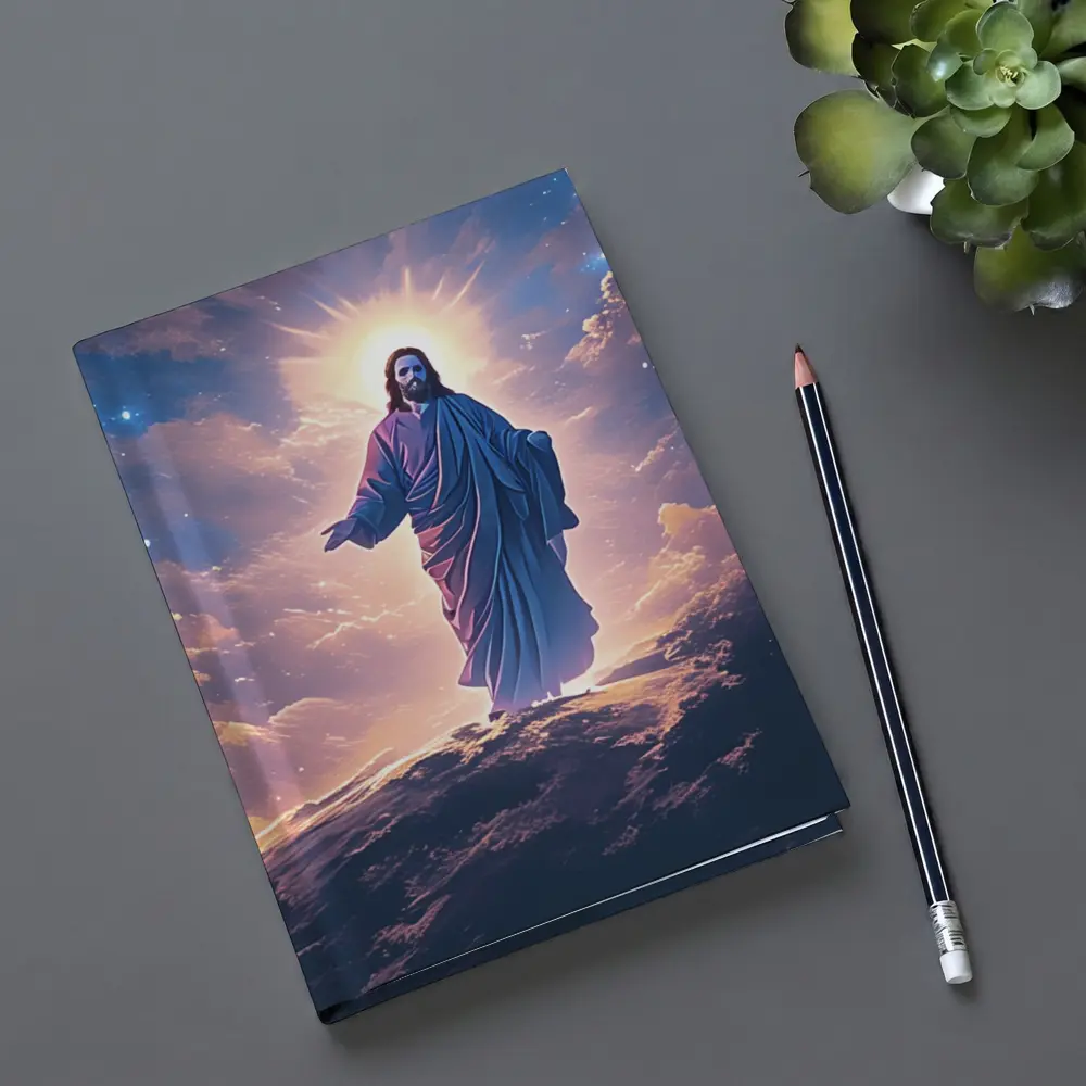 Jesus Christ Glowing Above Starry Night Clouds – Notebooks