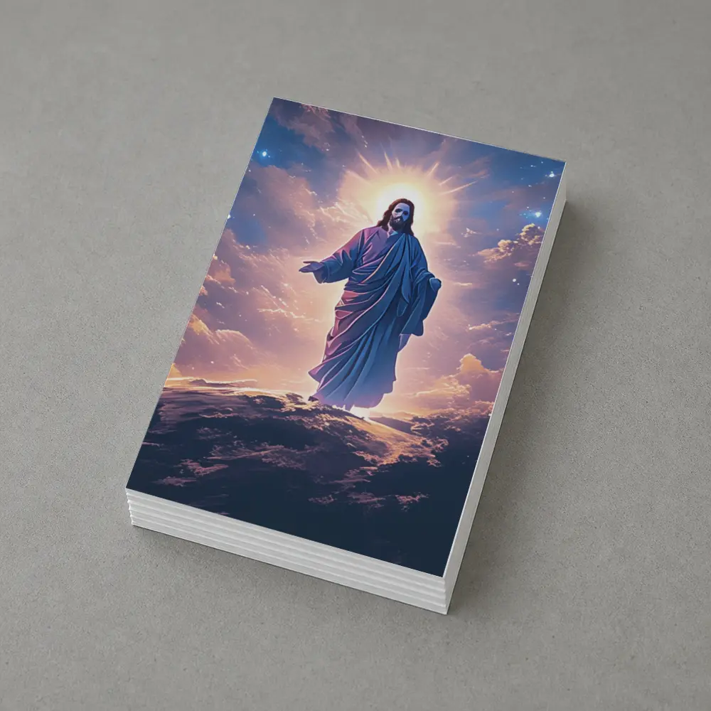 Jesus Christ Glowing Above Starry Night Clouds – Postcards