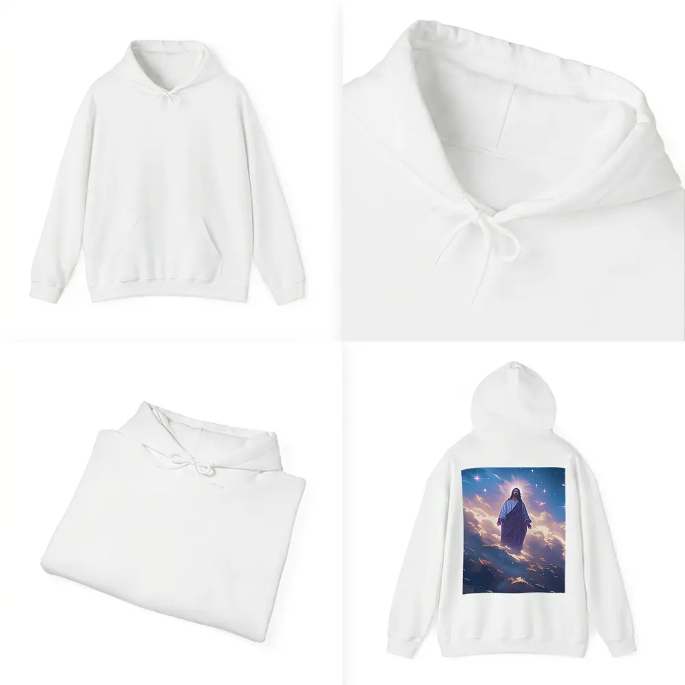 Jesus Christ Ascending Among Stars and Clouds – Hoodies