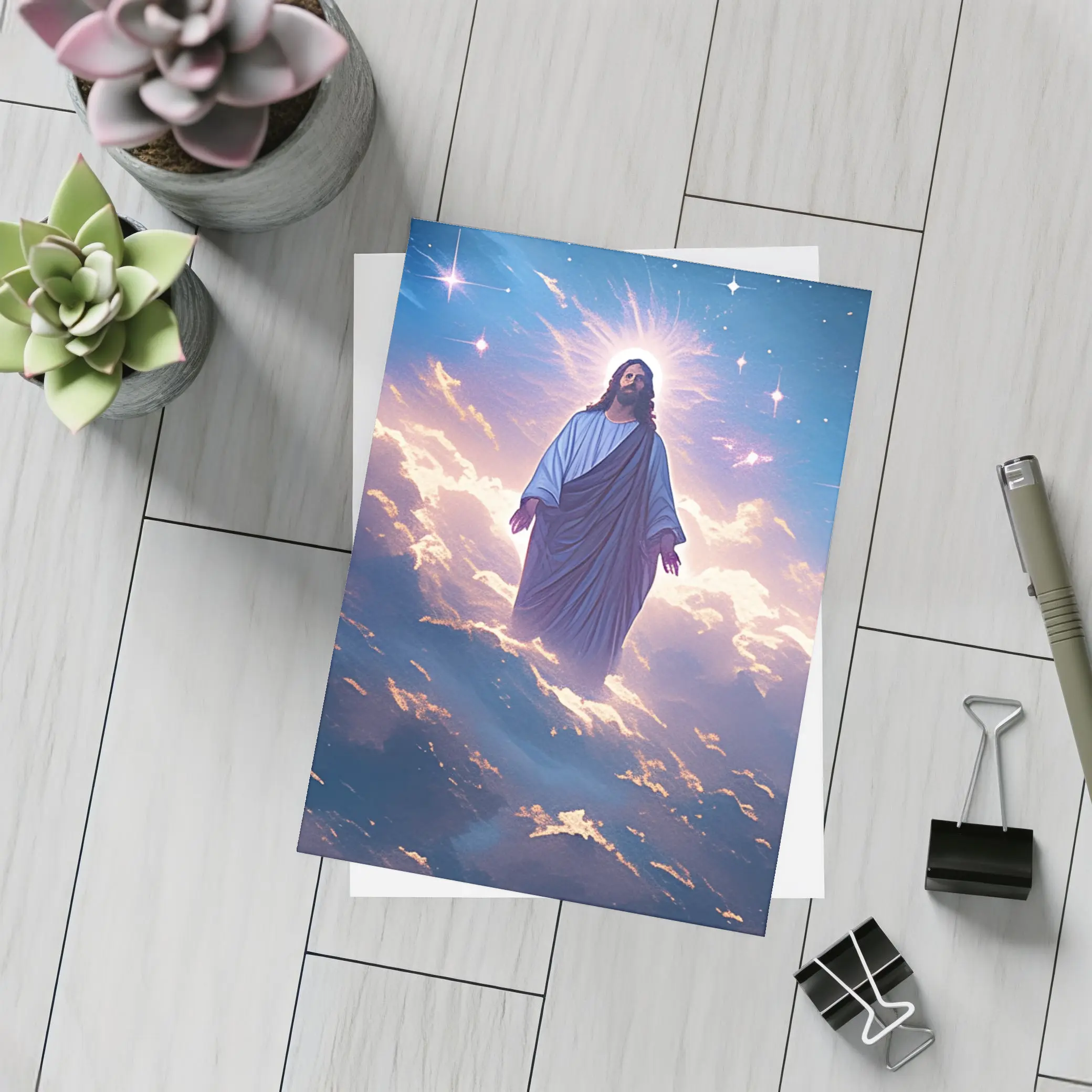 Jesus Christ Ascending Among Stars and Clouds – Postcards