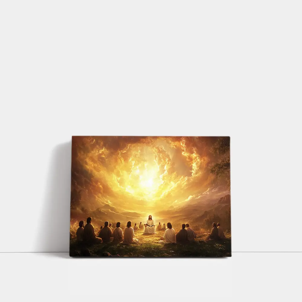 Jesus Teaching Disciples Golden Heavenly Sky – Wall Art