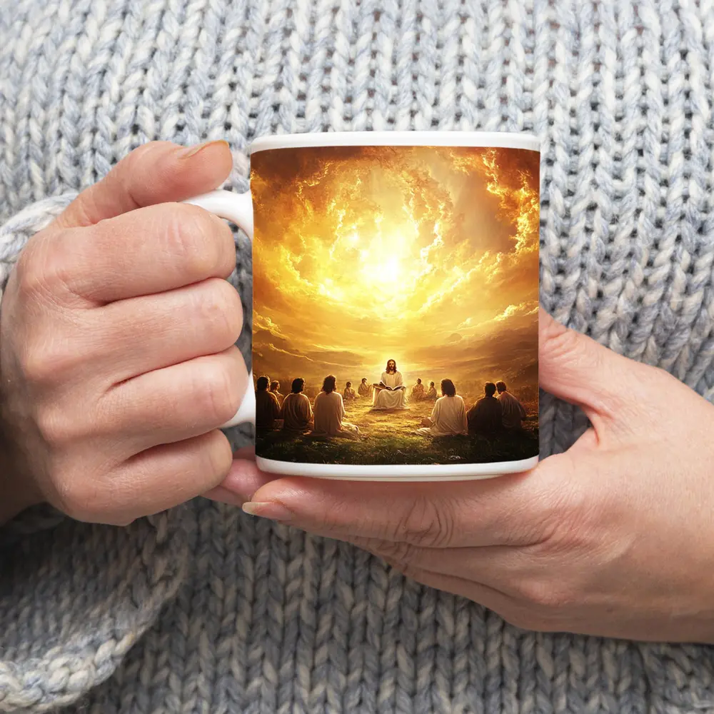 Jesus Teaching Disciples Golden Heavenly Sky – Mugs