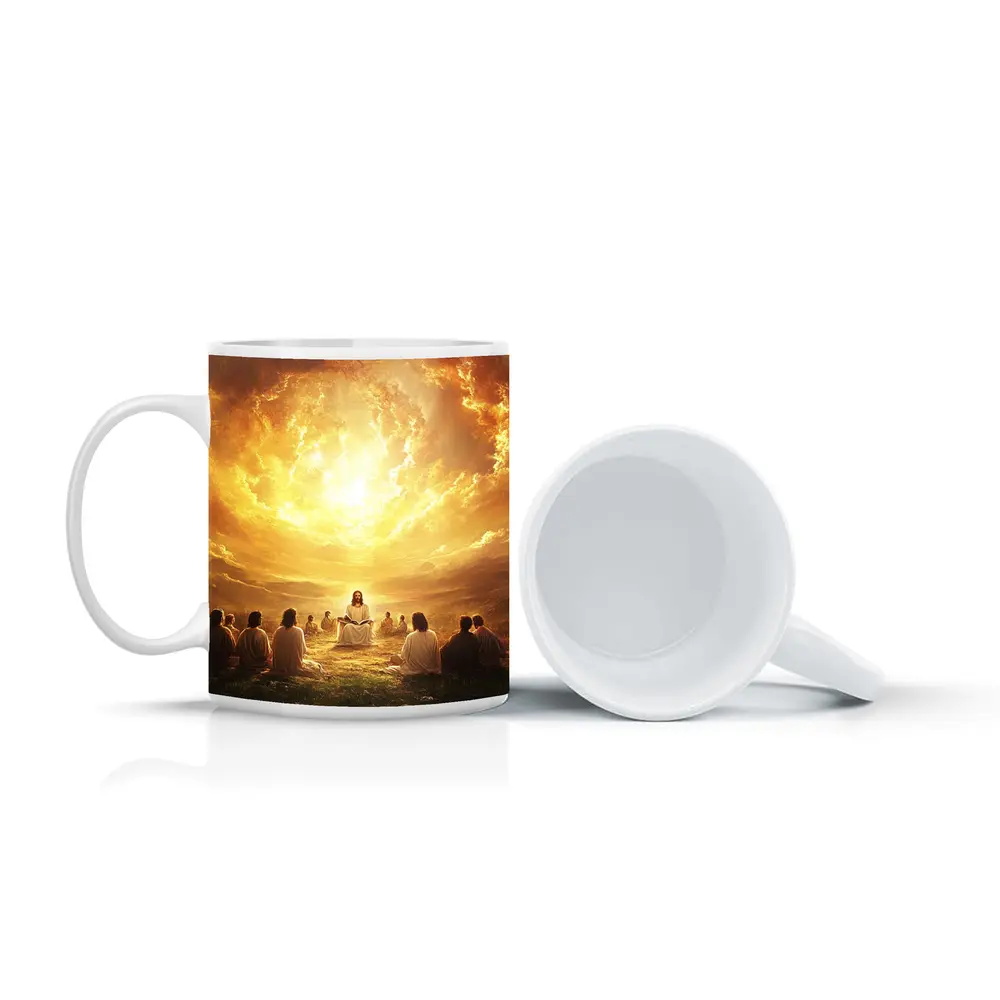 Jesus Teaching Disciples Golden Heavenly Sky – Mugs