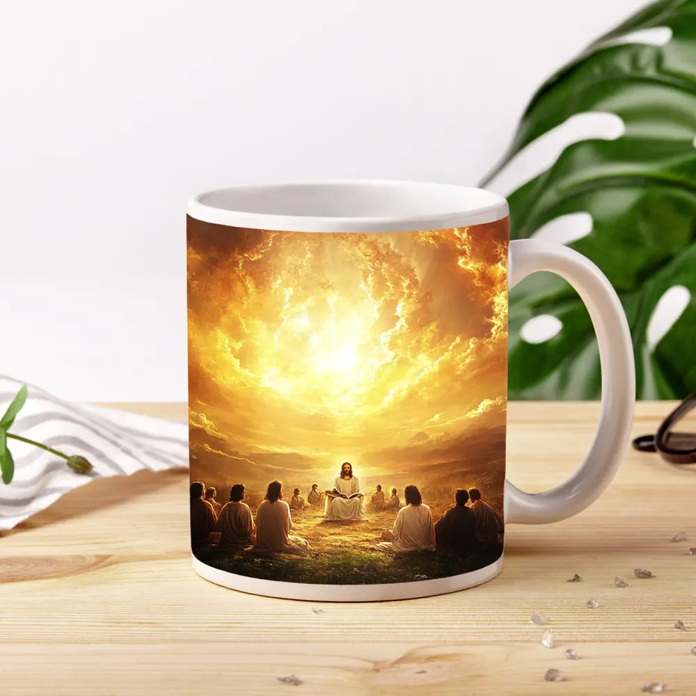 Jesus Teaching Disciples Golden Heavenly Sky – Mugs