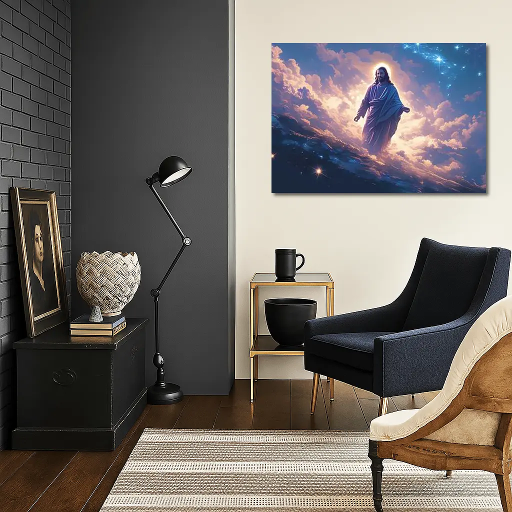 Jesus Christ Walking Among Heavenly Clouds Stars – Wall Art