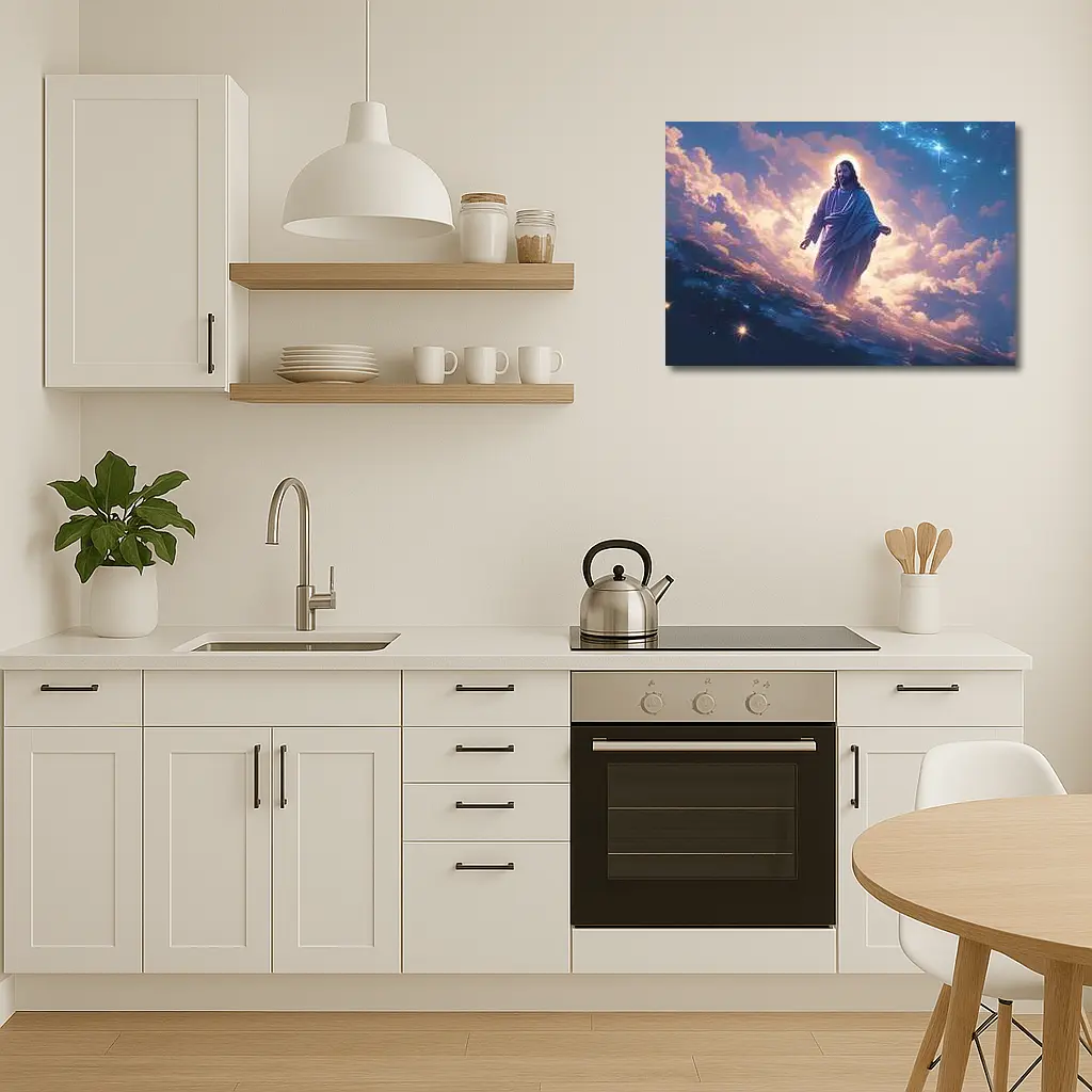 Jesus Christ Walking Among Heavenly Clouds Stars – Wall Art