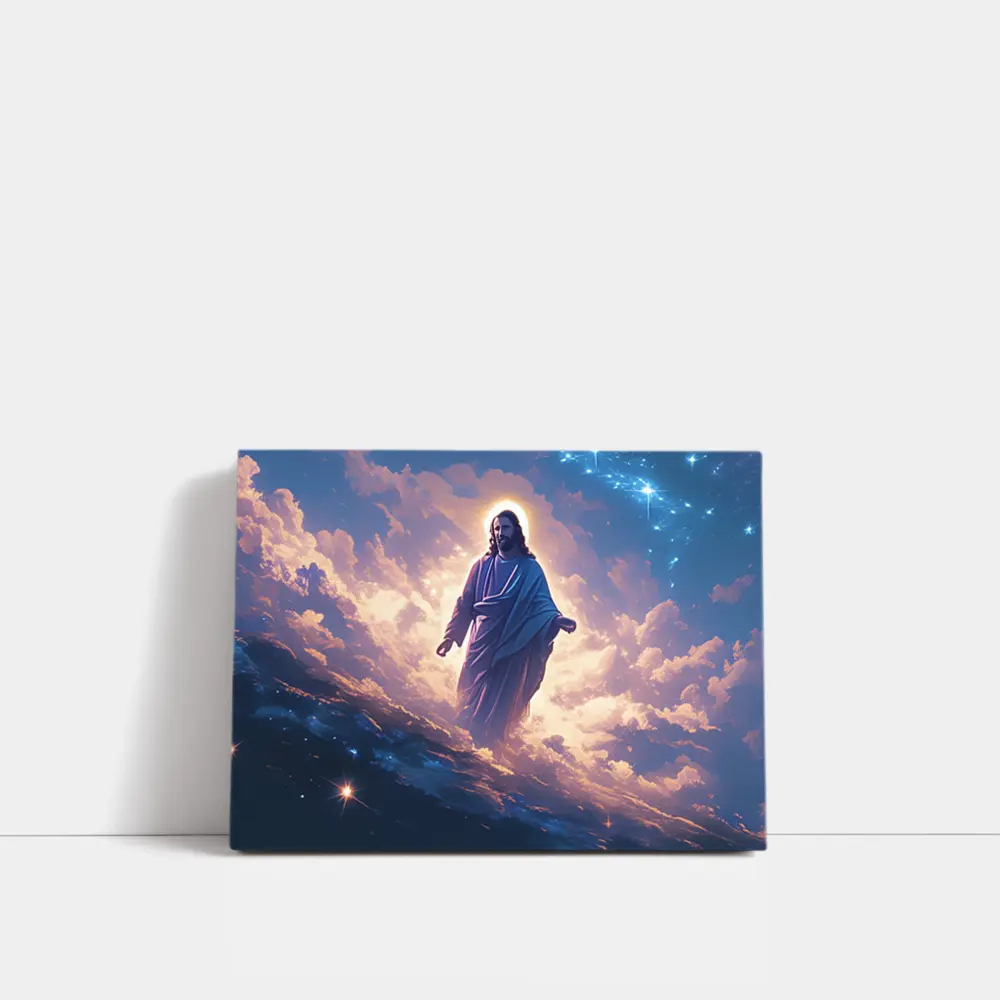 Jesus Christ Walking Among Heavenly Clouds Stars – Wall Art