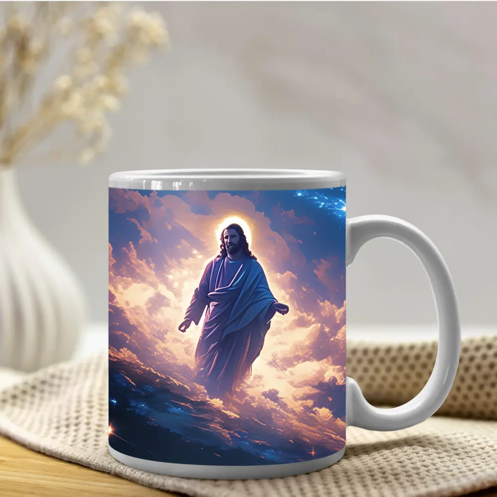 Jesus Christ Walking Among Heavenly Clouds Stars – Mugs