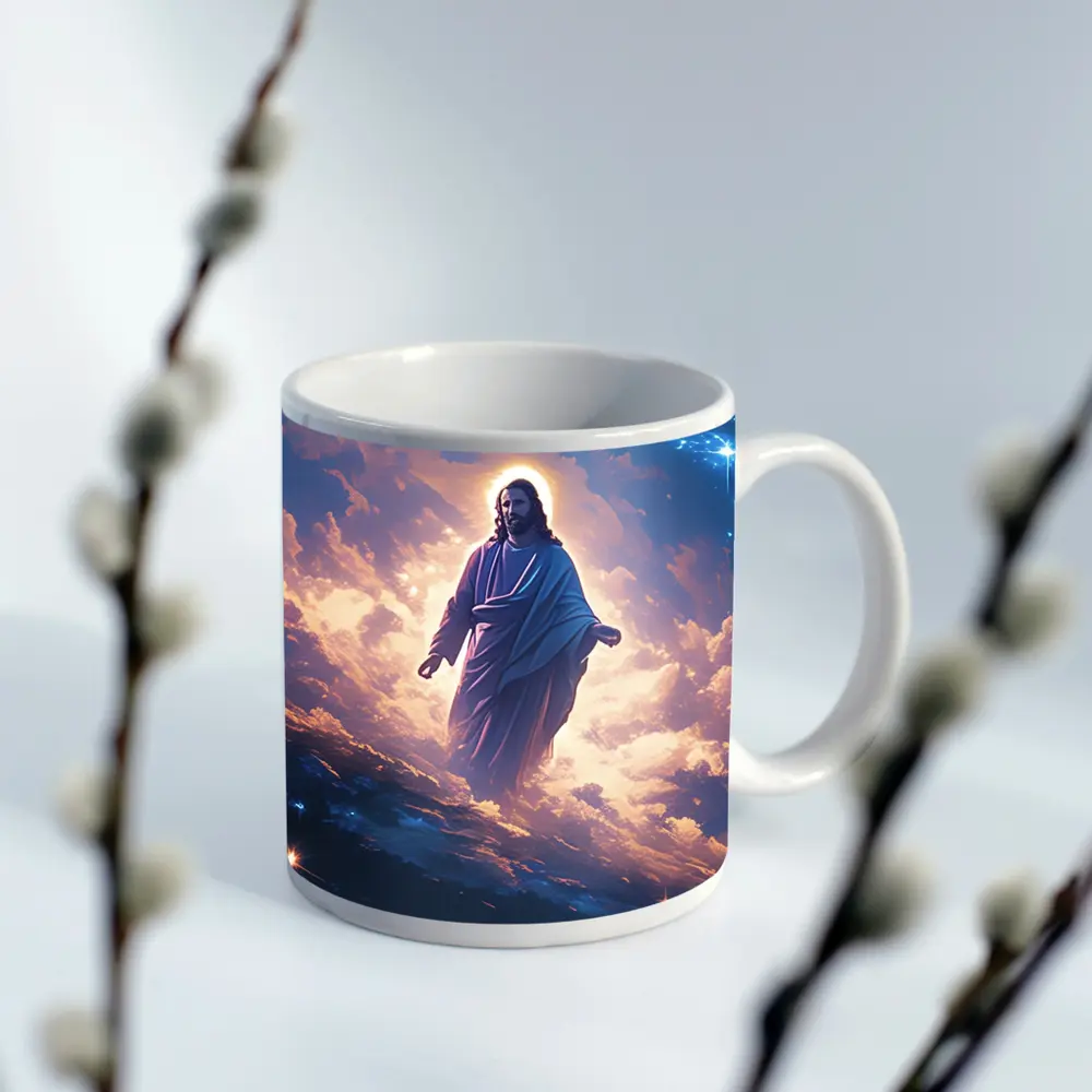 Jesus Christ Walking Among Heavenly Clouds Stars – Mugs