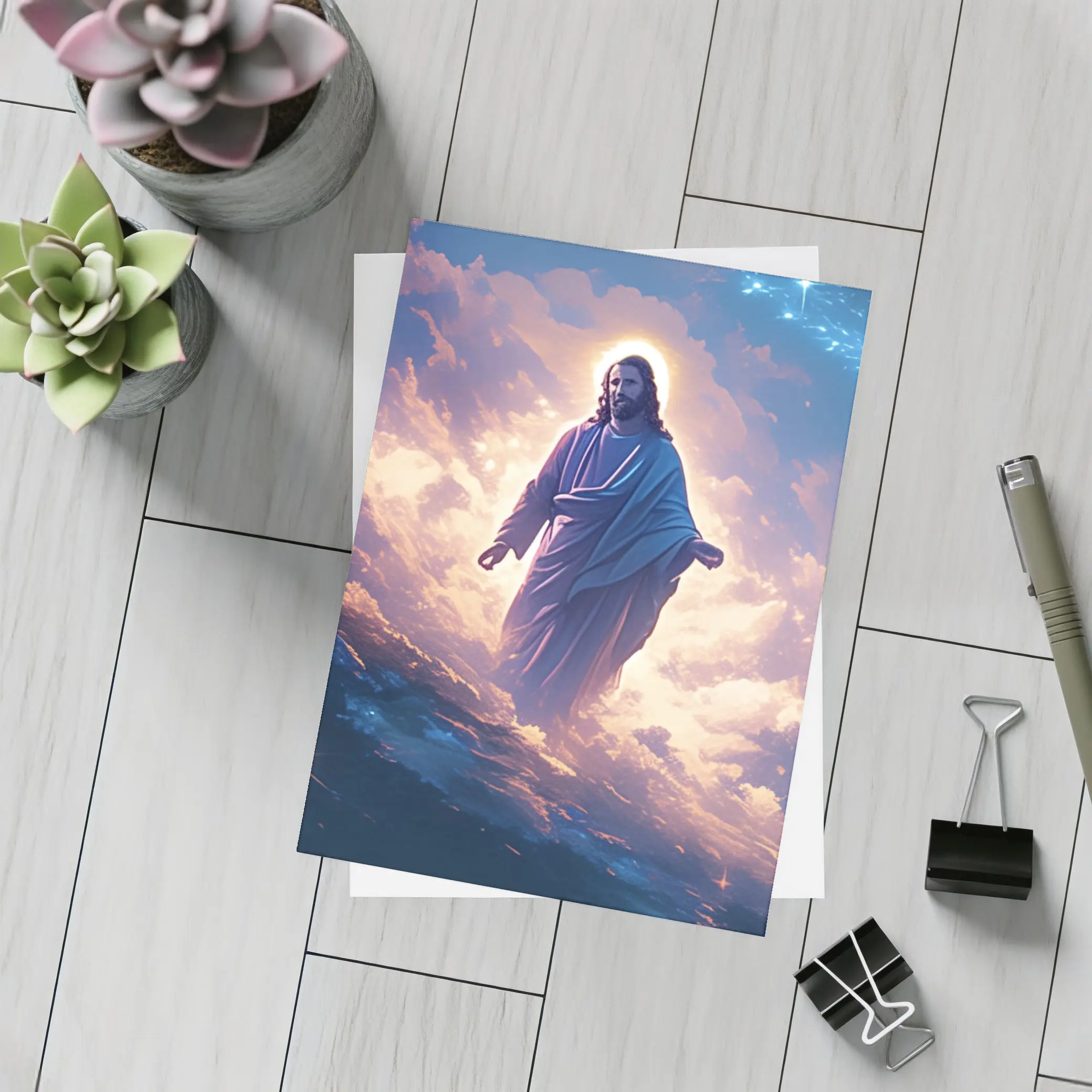 Jesus Christ Walking Among Heavenly Clouds Stars – Postcards