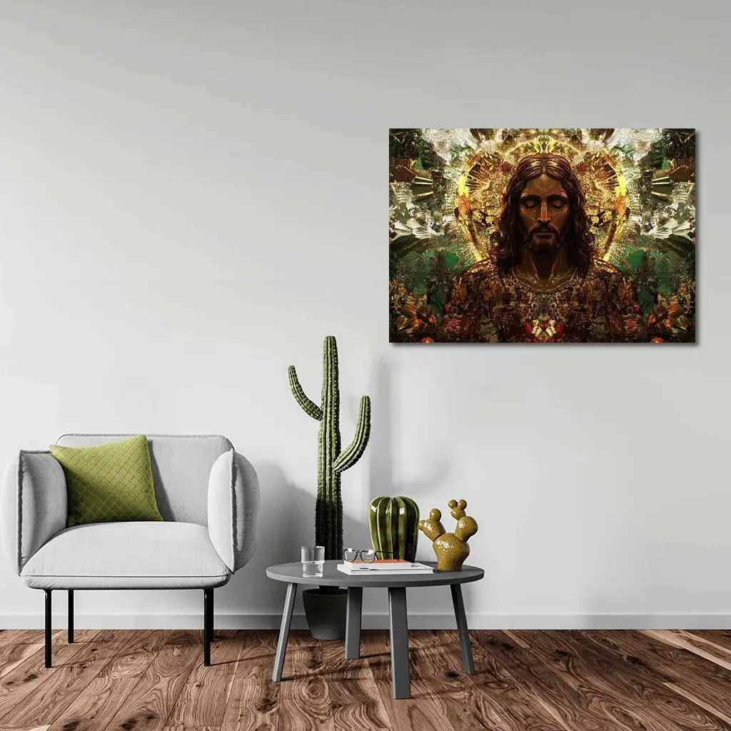 Jesus Christ Golden Halo Divine Art – Wall Art