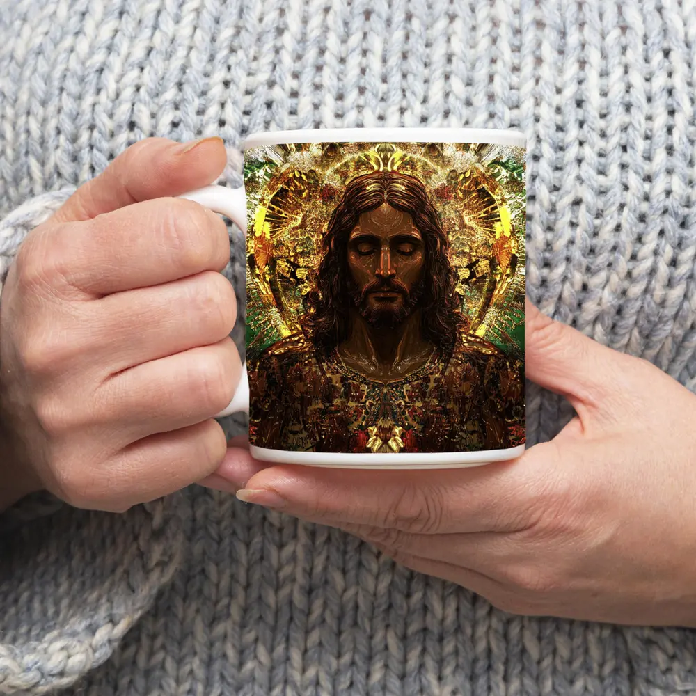 Jesus Christ Golden Halo Divine Art – Mugs