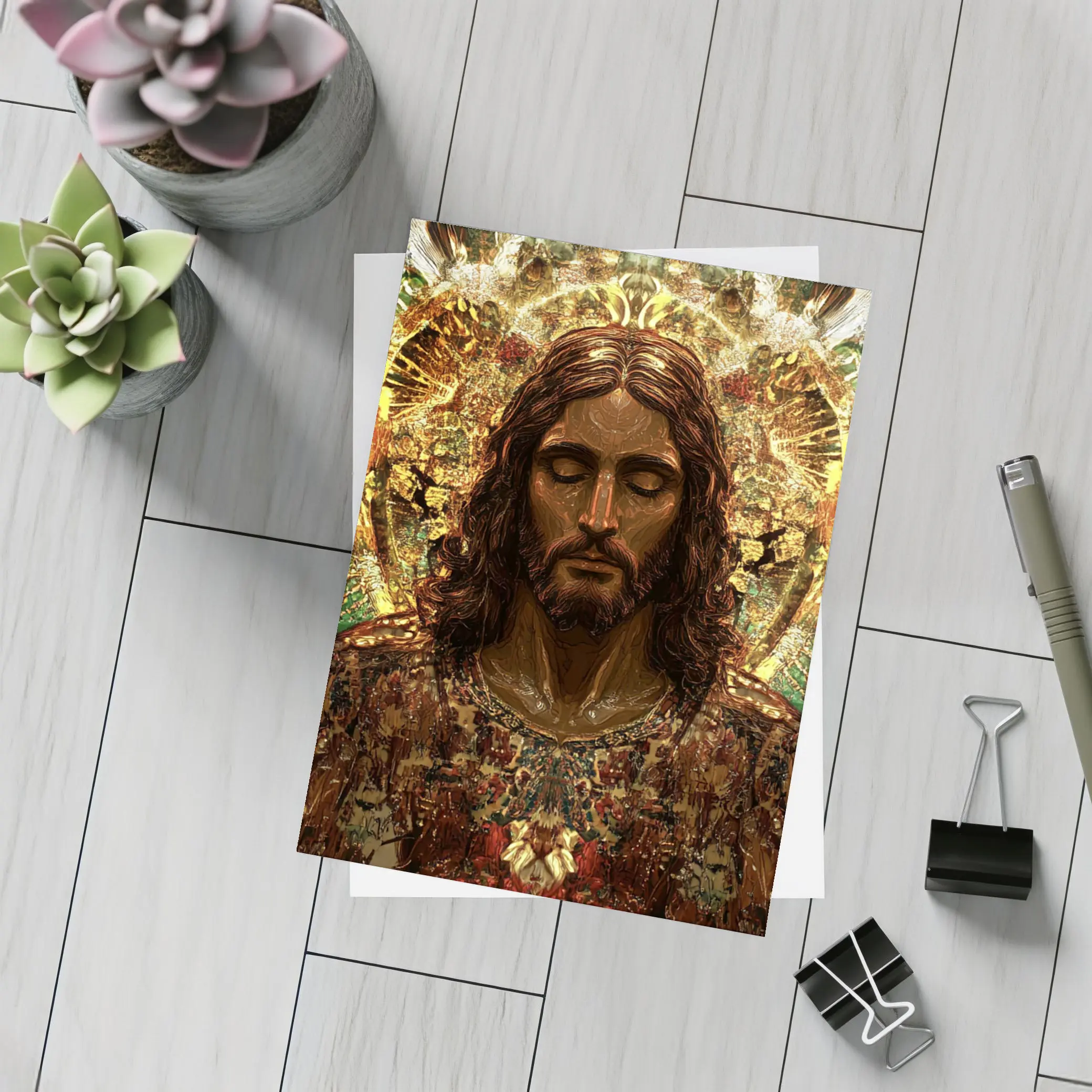 Jesus Christ Golden Halo Divine Art – Postcards