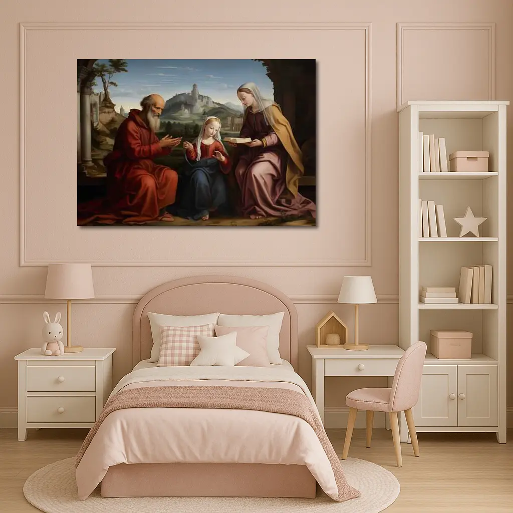 Renaissance Holy Family Classical Landscape Painting – Wall Art