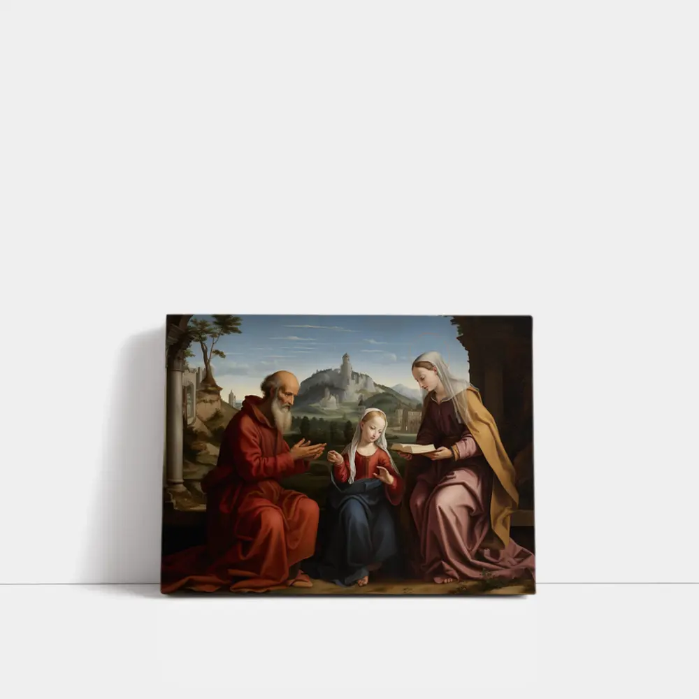 Renaissance Holy Family Classical Landscape Painting – Wall Art