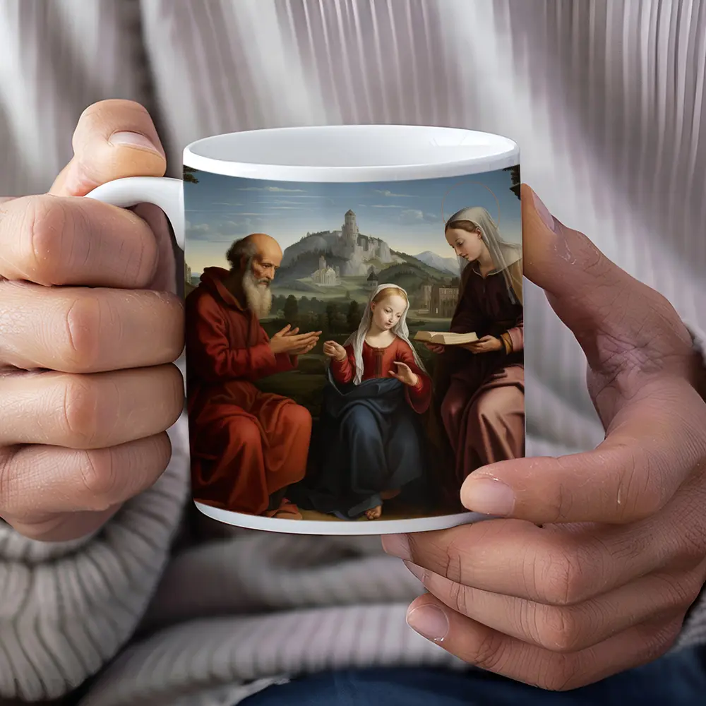 Renaissance Holy Family Classical Landscape Painting – Mugs