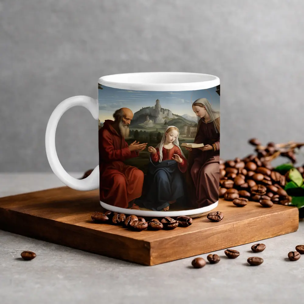 Renaissance Holy Family Classical Landscape Painting – Mugs