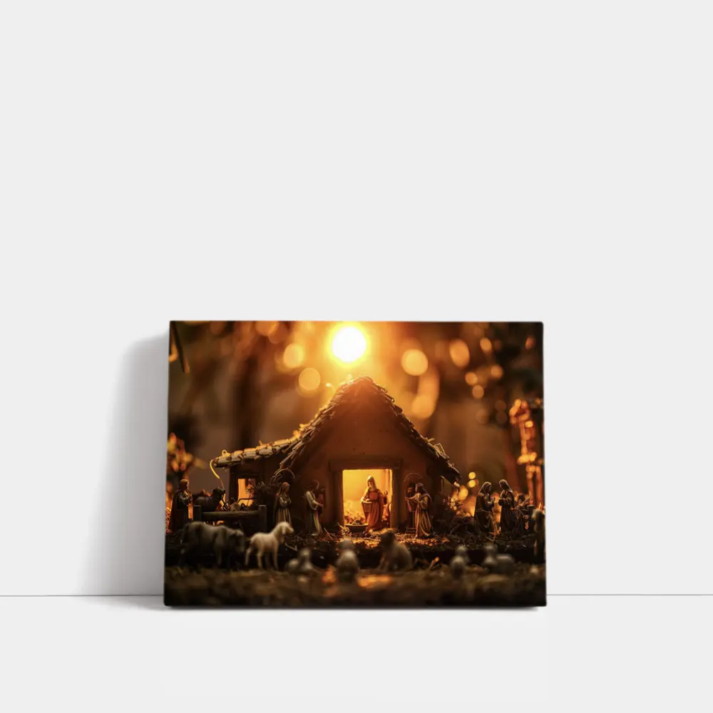 Nativity Scene Manger Warm Golden Light – Wall Art