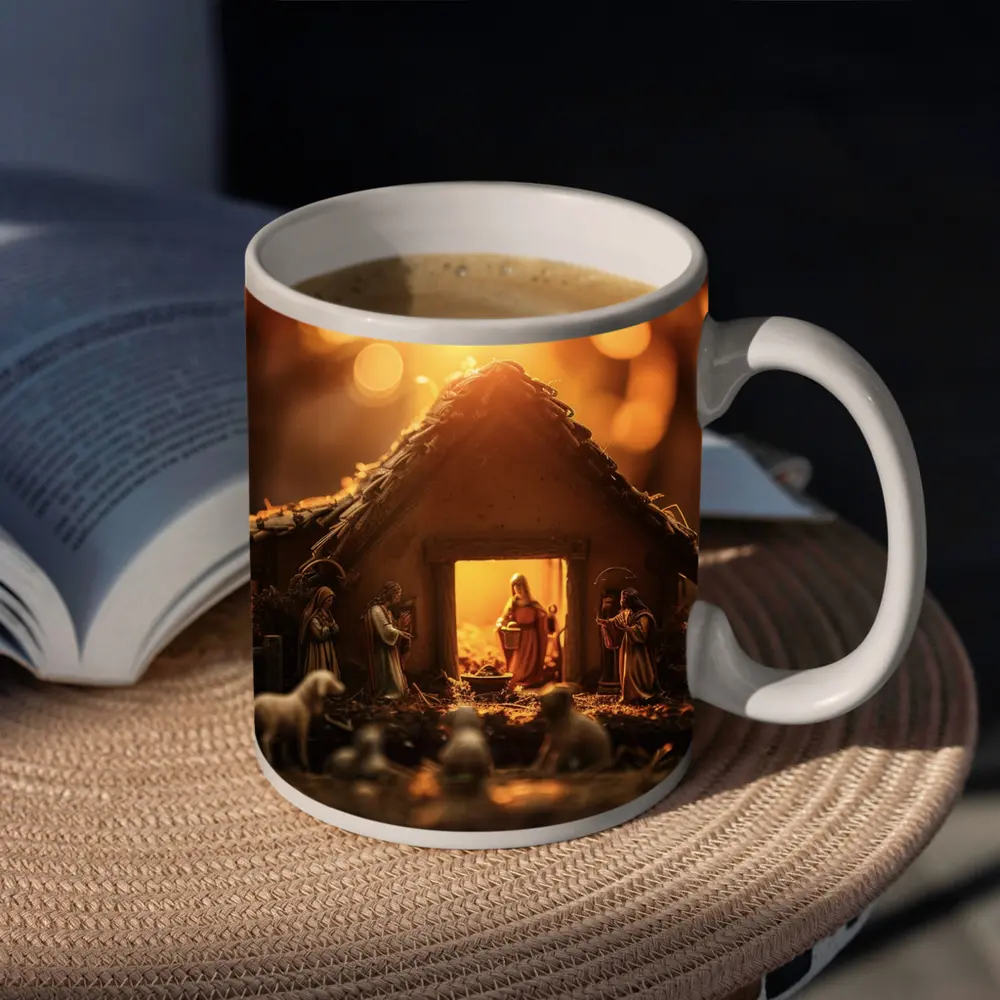 Nativity Scene Manger Warm Golden Light – Mugs