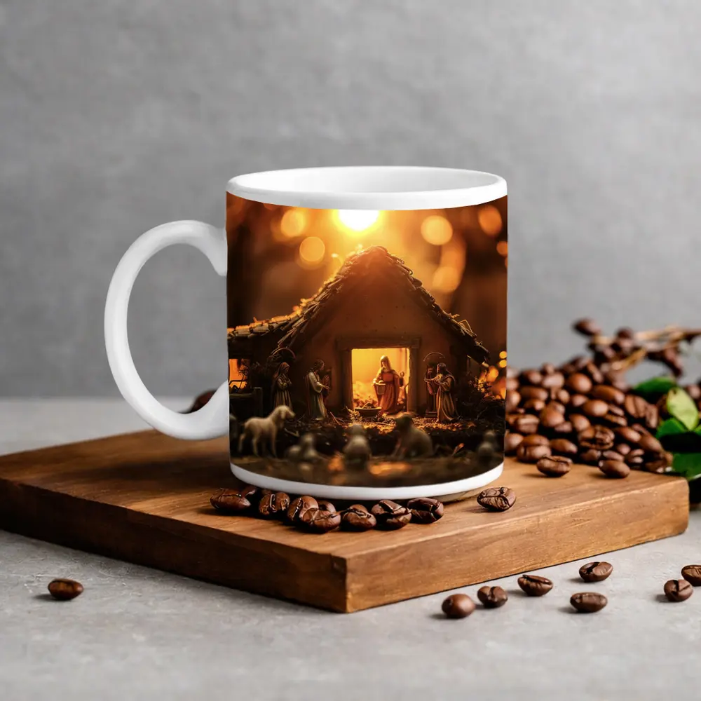 Nativity Scene Manger Warm Golden Light – Mugs