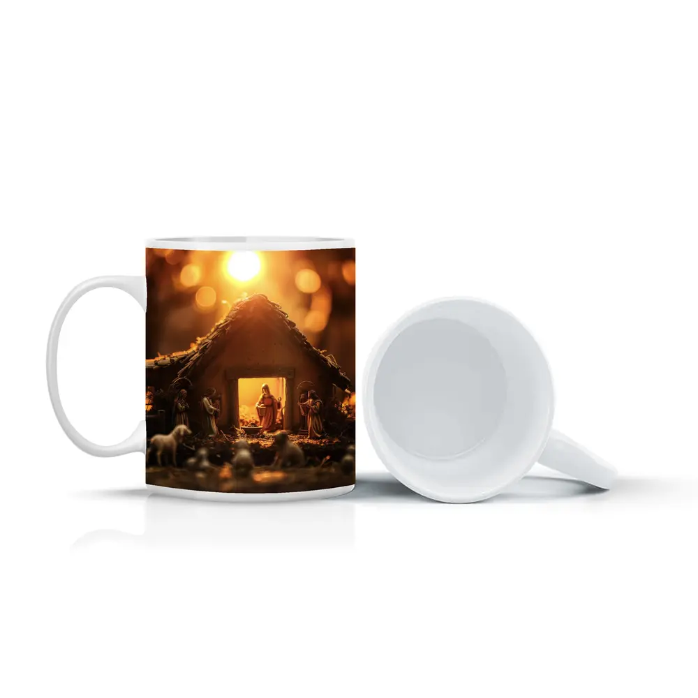 Nativity Scene Manger Warm Golden Light – Mugs
