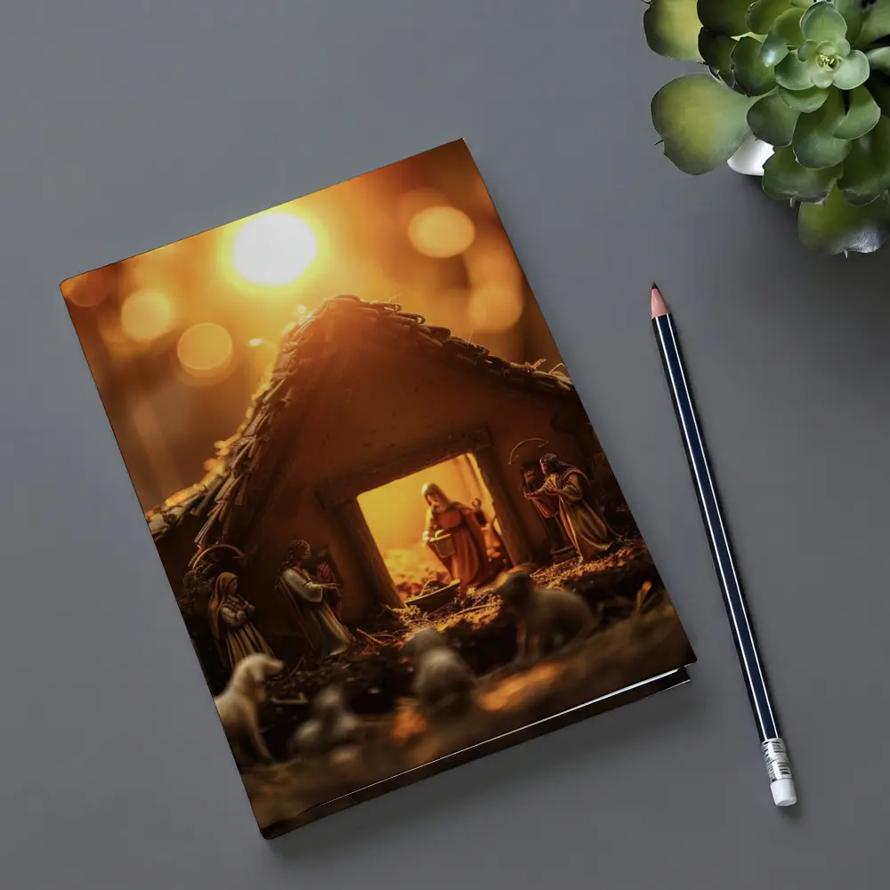Nativity Scene Manger Warm Golden Light – Notebooks