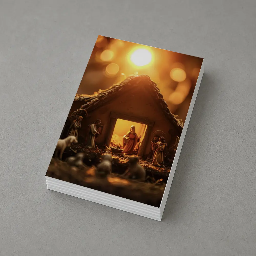 Nativity Scene Manger Warm Golden Light – Postcards