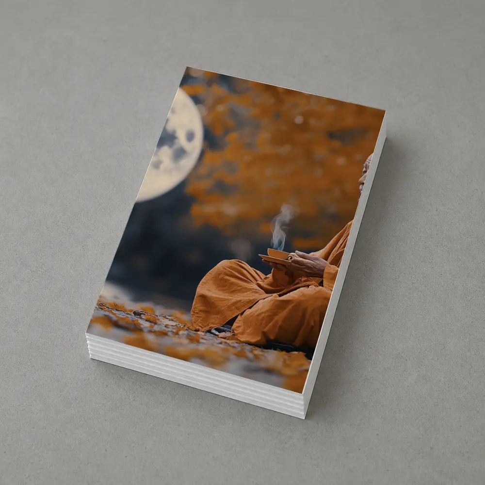 Buddhist Monk Meditating Under Full Moon – Postcards