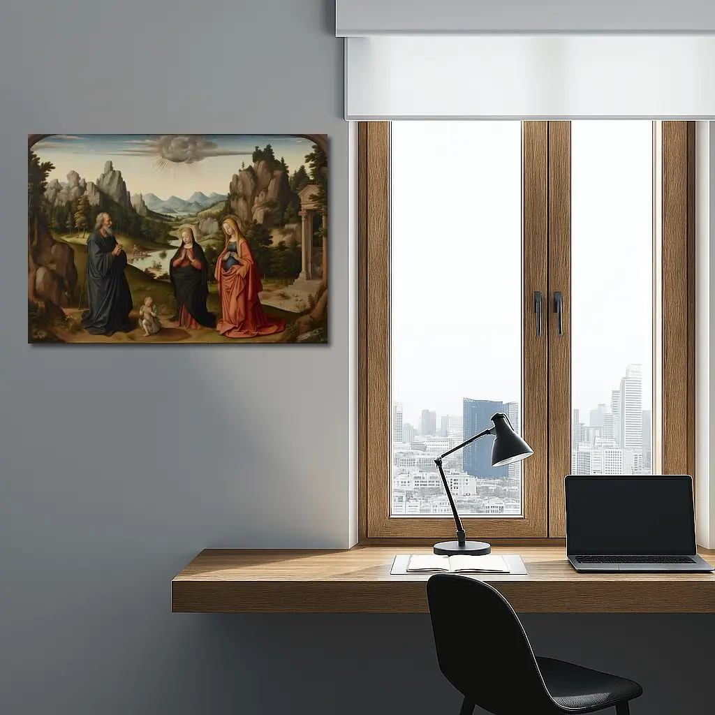 Renaissance Holy Family Landscape Religious Painting – Wall Art