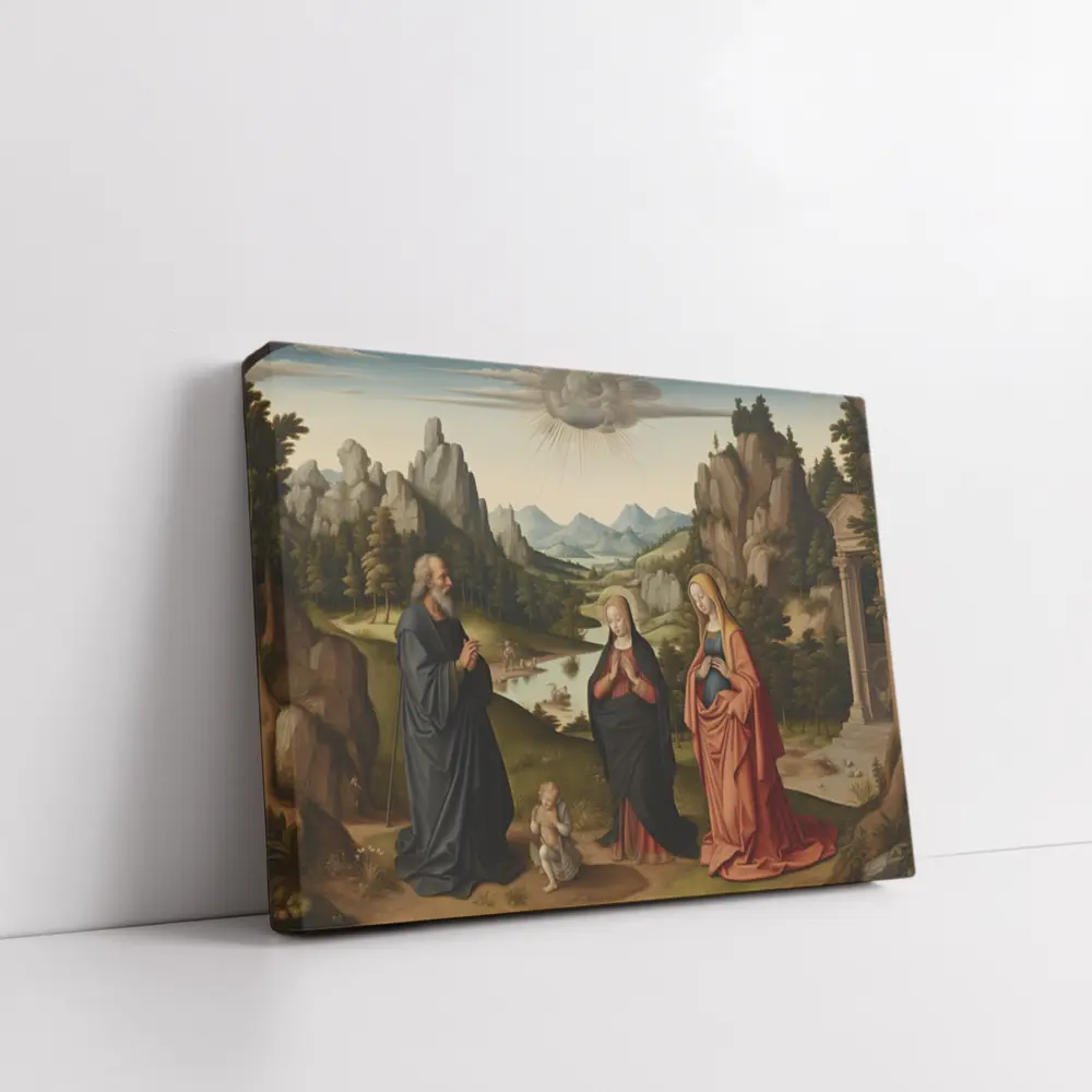 Renaissance Holy Family Landscape Religious Painting – Wall Art