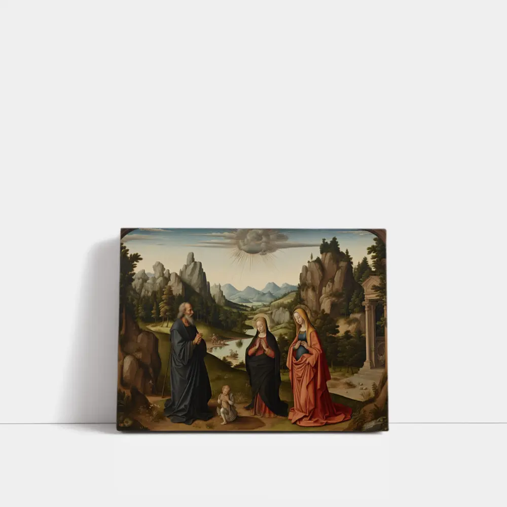 Renaissance Holy Family Landscape Religious Painting – Wall Art