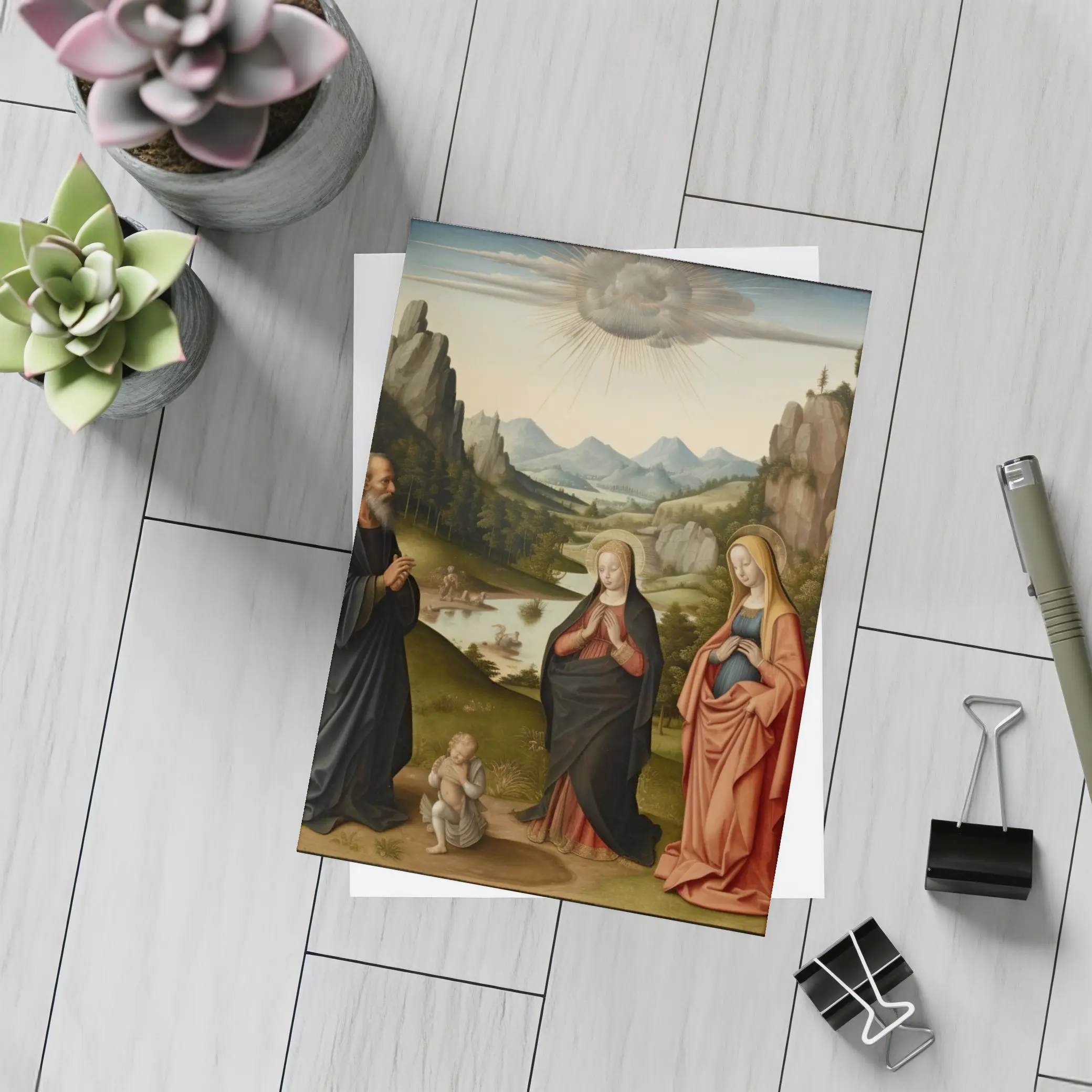 Renaissance Holy Family Landscape Religious Painting – Postcards