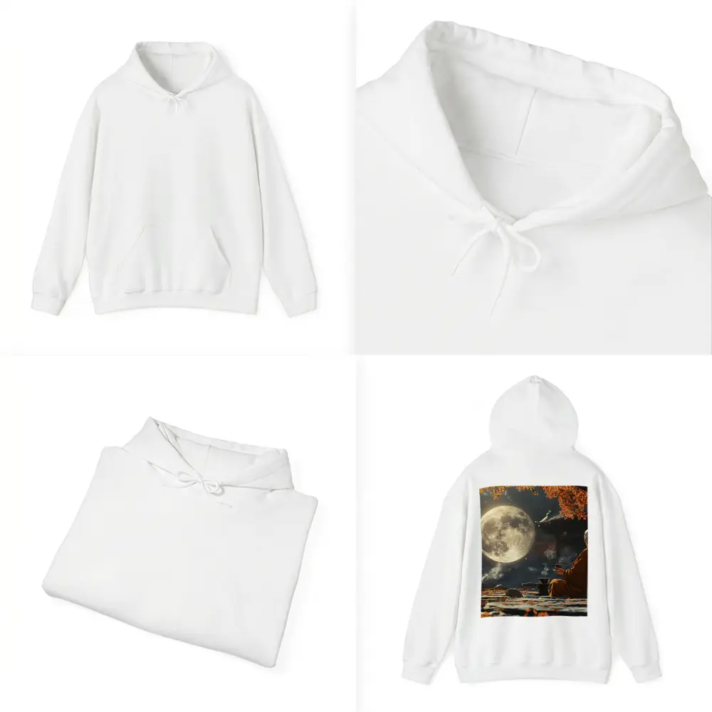 Buddhist Monk Meditating Under Full Moon – Hoodies
