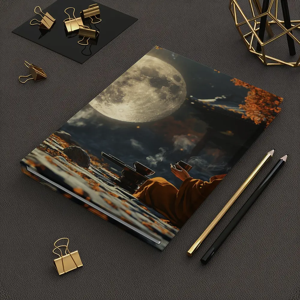 Buddhist Monk Meditating Under Full Moon – Notebooks