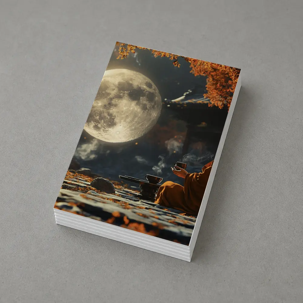 Buddhist Monk Meditating Under Full Moon – Postcards
