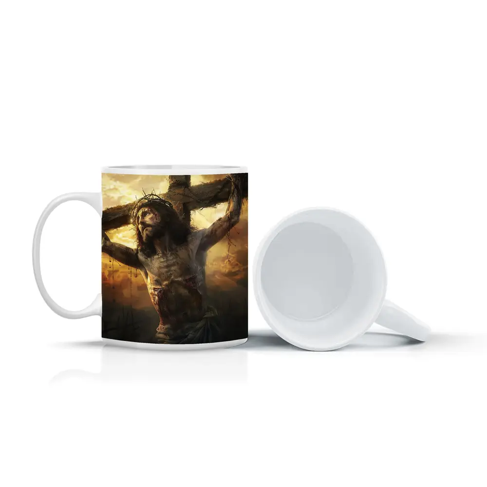 Jesus Christ Crucifixion Golden Sky Art – Mugs