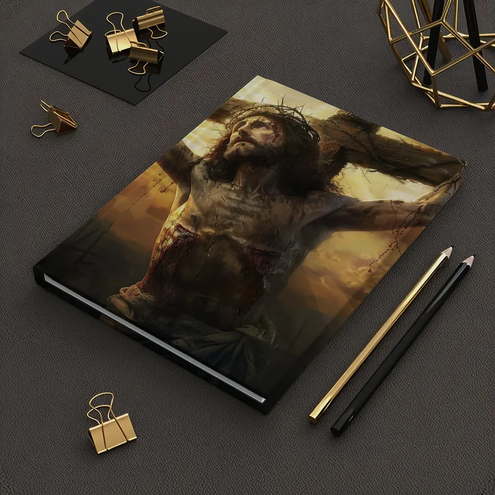 Jesus Christ Crucifixion Golden Sky Art – Notebooks