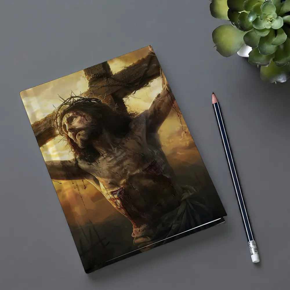 Jesus Christ Crucifixion Golden Sky Art – Notebooks
