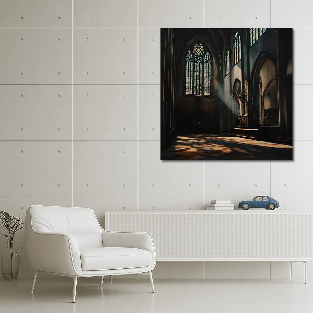 Gothic Cathedral Interior Stained Glass Light – Wall Art